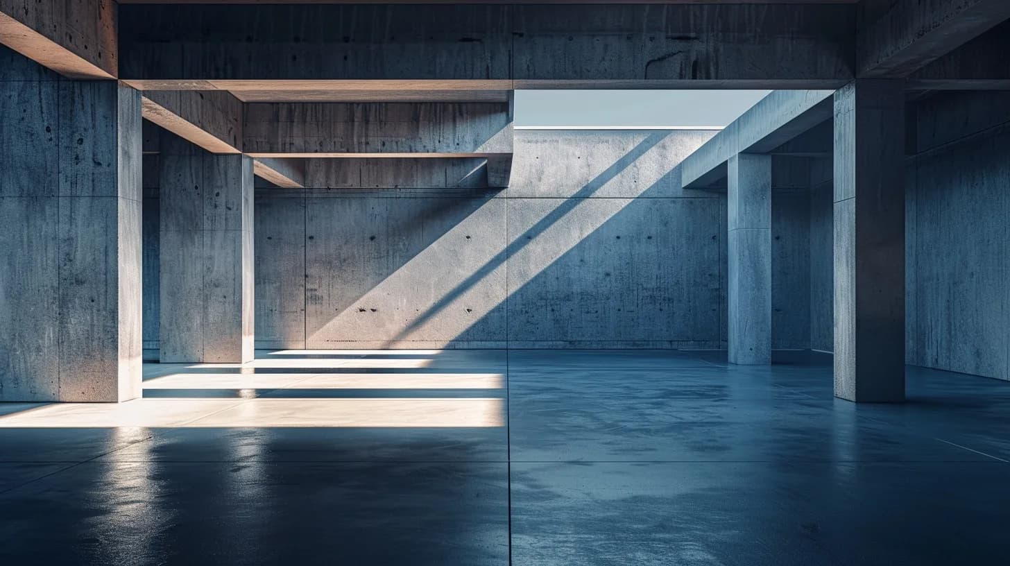 Brutalist concrete architecture suggesting stable foundations - visual metaphor for structure before execution in technical work.