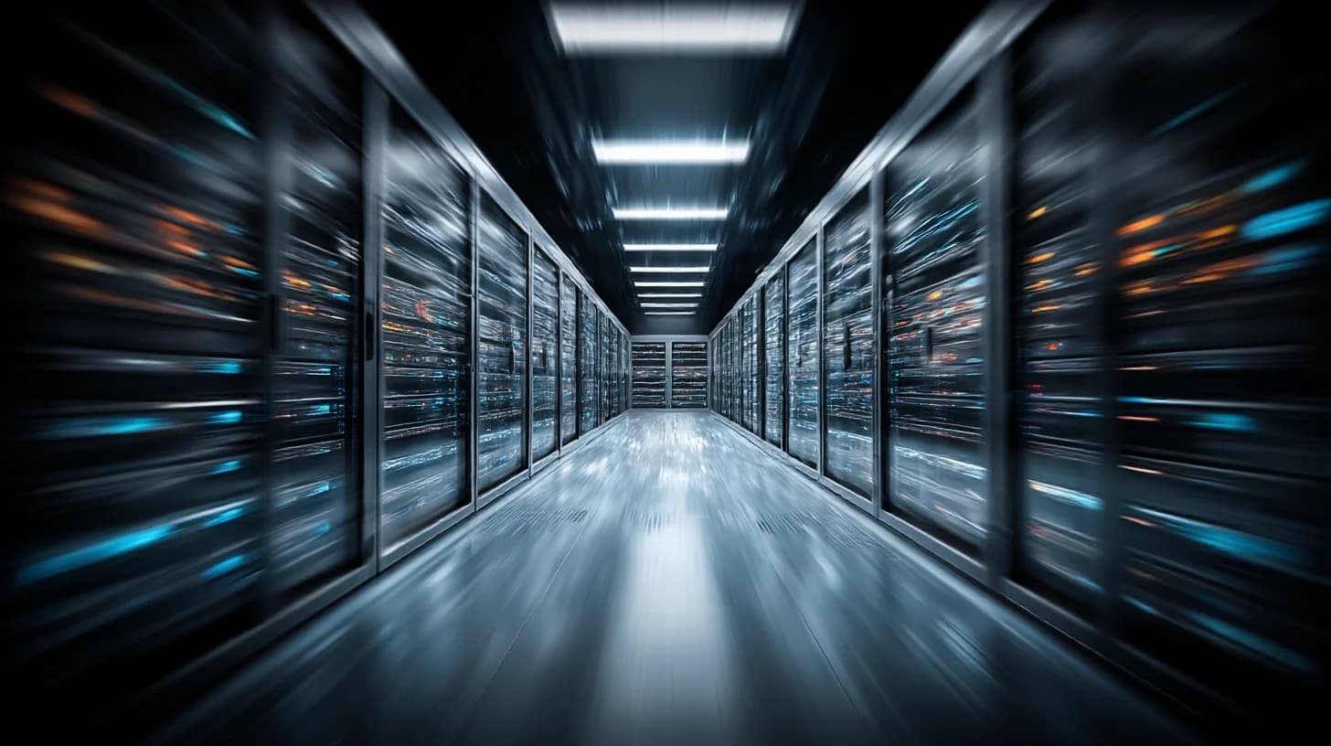 Shared storage and highly available virtualization concept: symmetrical server architecture, soft blue light, abstract and professional, no text.