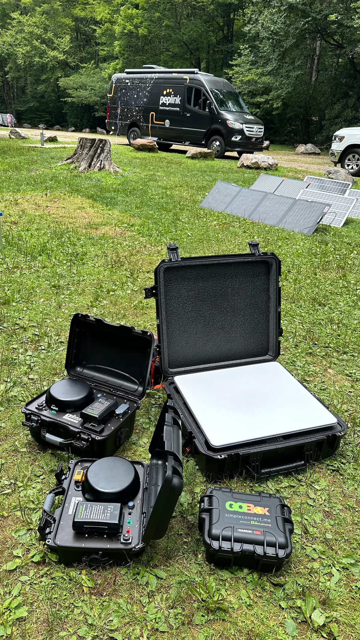 Demo deployment setup with field networking equipment in operation.