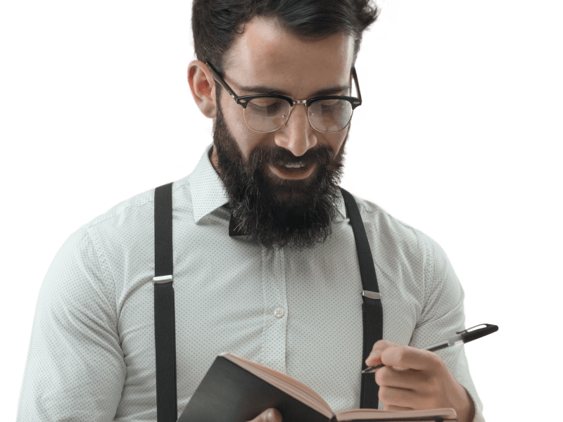 Reviewer with Notebook
